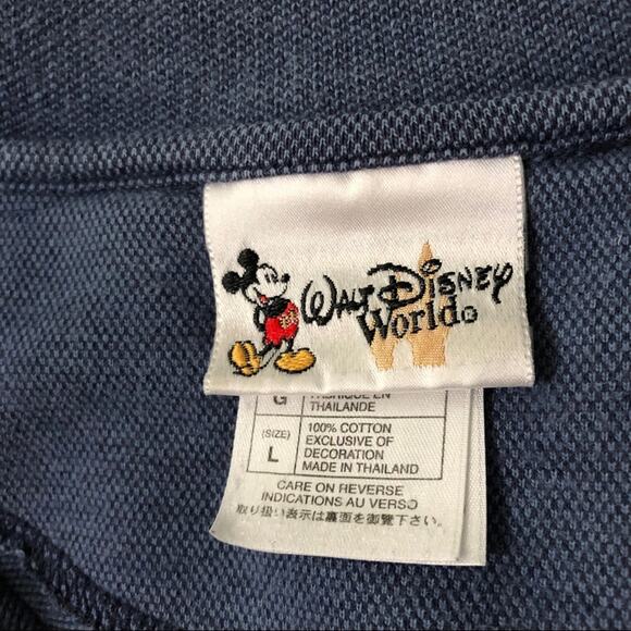 Walt Disney World Mickey Golf Polo Men's Size L 100% Cotton Blue Short Sleeve - Picture 3 of 9